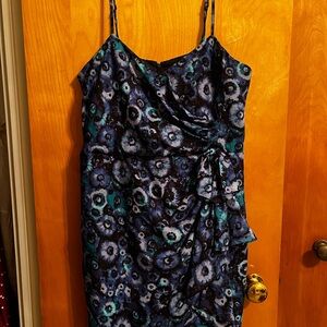 LC Lauren Conrad Blue and Green Floral Mini Dress
